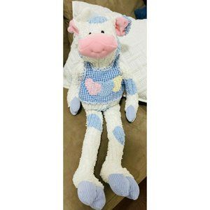 27” Chenille Cow & Duck Plush Stuffed Animal PINK BLUE WHITE Baby Nursery FIESTA